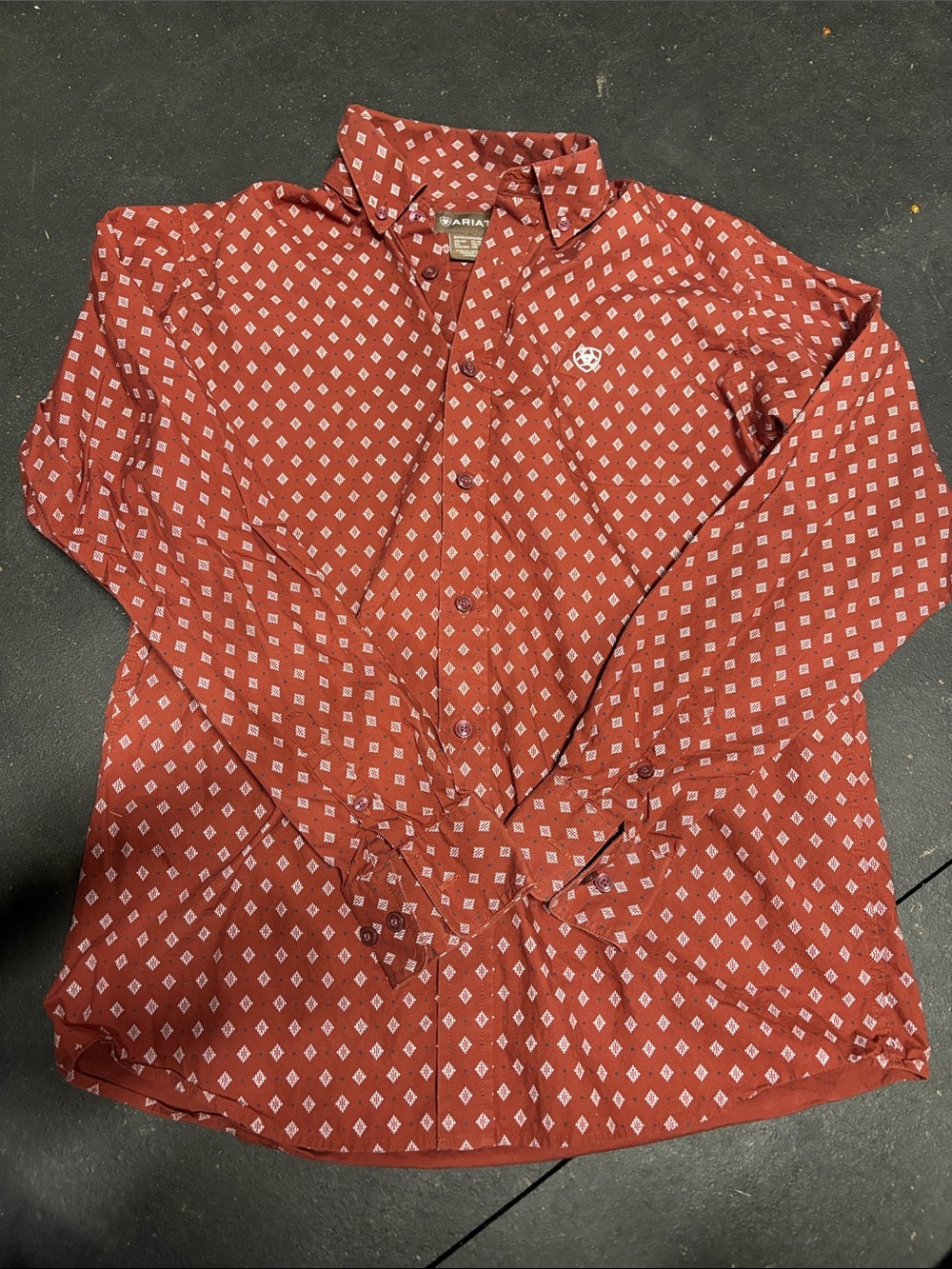 Ariat Brick-Red Diamond Print Button-Down Shirt